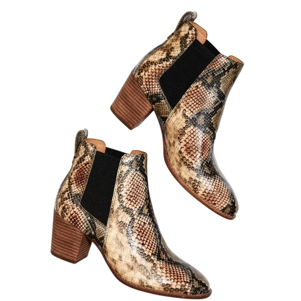 Madewell The Regan Boot in Snake Embossed Leather Size 8